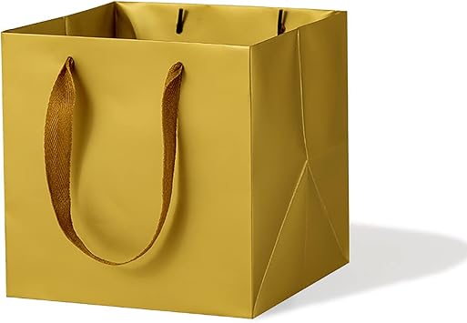 LFCXHTY Gold Large Square Gift Bags Square Bottom Bags with Handles for Party Favor, Birthday Gift Bag 12 x 12 x 12 in, 1 CT