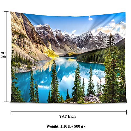 Tucocoo Landscape Sunset View Of Moraine Lake & Mountain Range Tapestry Forest Tree Tapestry Tranquil Lake Tapestry Nature Landscape Tapestry Wall Hanging For Room(59.1X78.7 Inches) #TOP4
