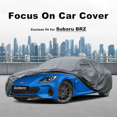 Image of GUNHYI Premium Car Cover Custom Fit Subaru BRZ, 16 Layers Heavy Duty Car Cover Waterproof All Weather with Zipper Door for Sun Rain Snow Dust Uv Protection