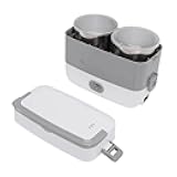 Tangxi Electric Lunch Box for Adults, Portable Heated Food Warmer with 3 Lidded Bowls and Soup Cup, Fast Heating in 15 Minutes, for Car Travel Office Work (Stainless Steel)