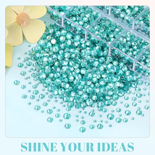 Image of 6100Pcs Resin Rhinestones for Crafting with 2Pcs 10ml B7000 Jewelry Glue, 1 Box Flatback Crystals Diamond (Aquamarine) for Bedazzling Crafts DIY Nail Art,Non Hotfix Gems for Clothing Shoes Tumblers