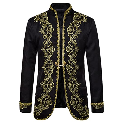 Blazer brodé doré pour homme Noir XXL costume de fête chic et élégant