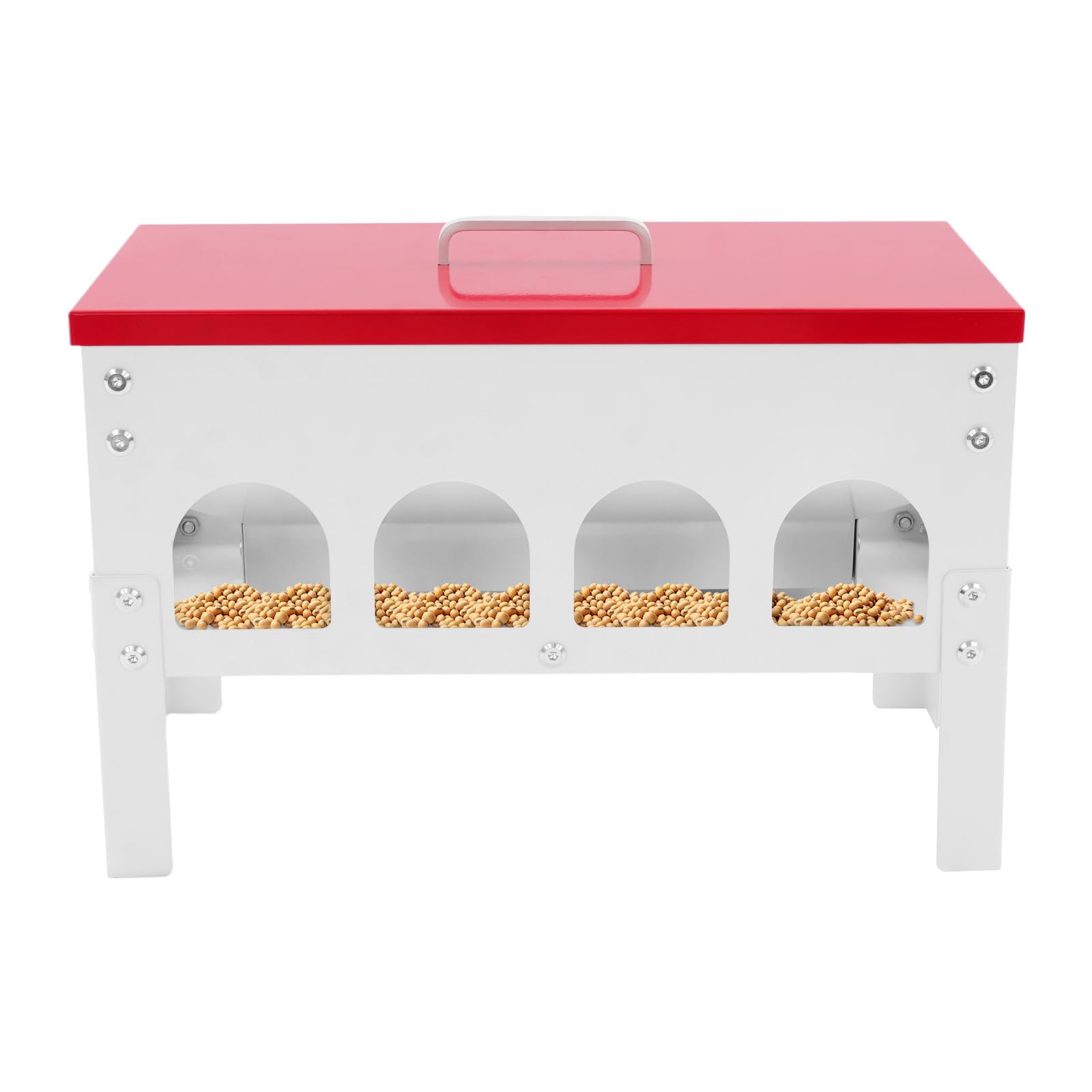 Comedero automático para pollos, 10 L, hierro, bebedero automático para pollos con 10 puntos de alimentación y tapa, accesorio grande para gallinas, comederos para aves de corral, pollos, patos