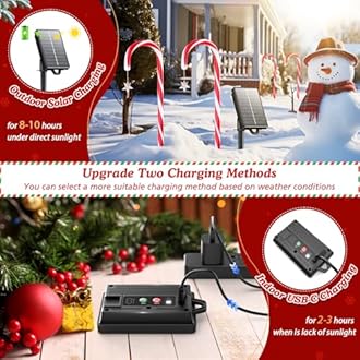 WdtPro 24-Pack Upgraded Solar Christmas Candy Cane Lights, Solar Pathway Lights Waterproof, Christmas Decorations Outdoor with 10 Modes and Bright 144 LED for Yard Garden Lawn Patio Party Decor