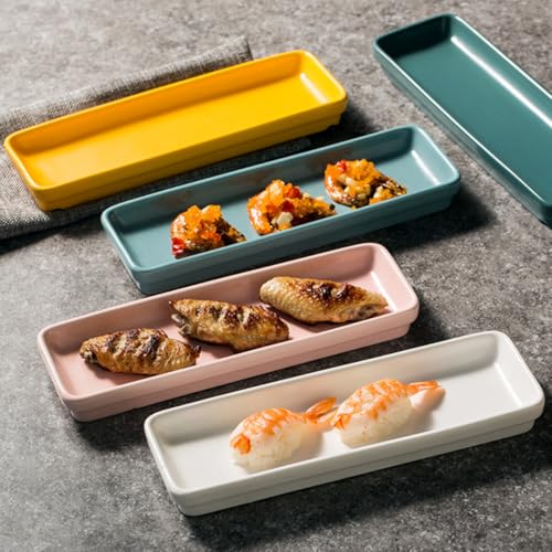 Plato cerámico rectangular largo para sushi y snacks miniatura 4