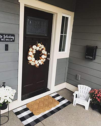 Levinis Black And White Doormat Farmhouse- Durable And Washable Cotton Farmhouse Layered Doormats Outdoor Buffalo Plaid Rugs For Porch/Kitchen/Entry Way/Laundry Room/Bathroom 51.2''X23.6'' #TOP2