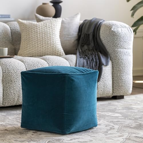 Mark&Day Pouf Ottoman, Tearia Modern Midnight Blue Square Pouf Foot Rest for Living Room, Bedroom and Boho Home Decor (16
