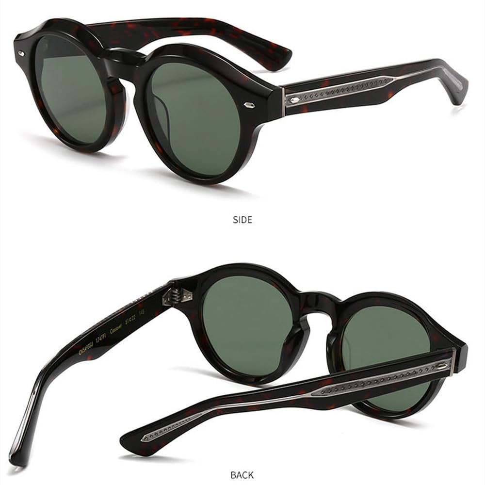 Trendige Retro-Sonnenbrille für Herren mit runder Dicker Platte, modisch für Damen, hochwertige Sonnenschirme, Retro-Geschnitzte Schutzbrille, Winddichte Brille, UV400, Streifentee, Einheitsgröße