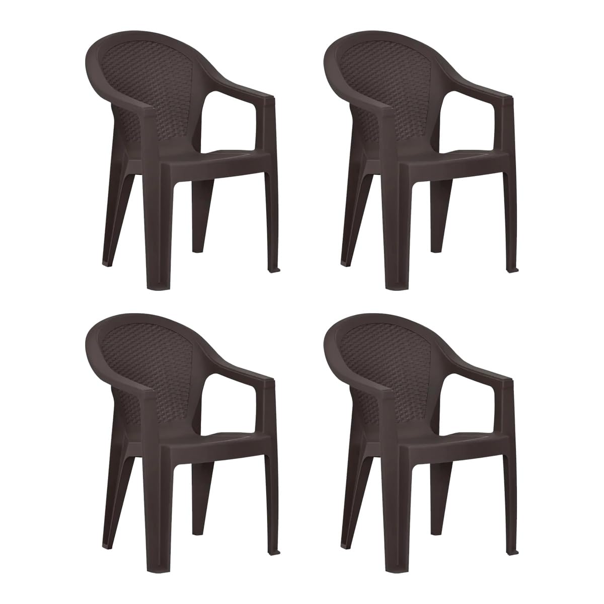 Nilkamal Plastic Chair with Arm |Set of 4| 3 Year Warranty | for Home, Living Room, Outdoor | Season Rust Brown Colour | Exotica