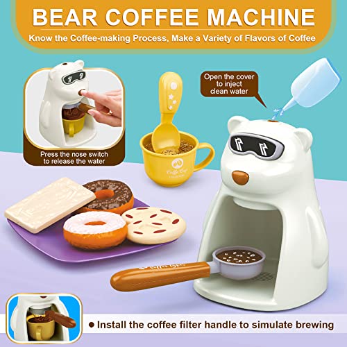 Pretend Play Kitchen Accessories Set Kitchen Toys - Kids Cooking Toys Set, Oven/Coffee Machine/Bread Toaster Playset, Fake Play Food Set For Toddlers, Cookware Utensils Learning Gifts For Girls Boys #TOP3