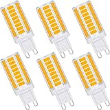 LeMeng Dimmable G9 LED Bulb 6W 600Lm(AC 120V, ETL-Listed)35W/40W/60Watts Halogen Equivalent Bi-Pin G9 Lights for Chandelier, Pendant, Bathroom Vanity, Sconce Wall Light - 6 Pack (2700K Warm White)