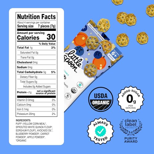 Image of Little Spoon Blueberry Carrot Meltable Baby Wheels, 1 Oz Bag, 4 Pack