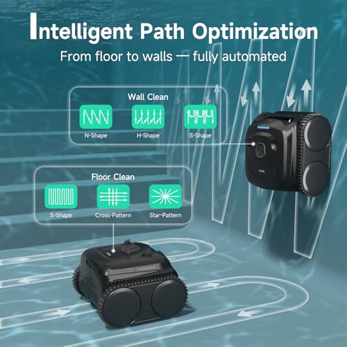 Image of WYBOT C2 Cordless Robotic Pool Cleaner, Pool Vacuum Robot for Inground with Dual Filter, Lasts 150 Mins, Wall & Waterline Cleaning, Smart Weekly Timer, App Support, OTA Upgraded, Dark Black