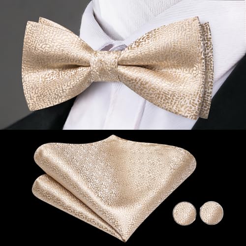 Image of Dubulle Mens Cummerbund and Bow Tie Set Paisley Floral Pretied Bowties for Men Pocket Square Cufflinks Wedding Business