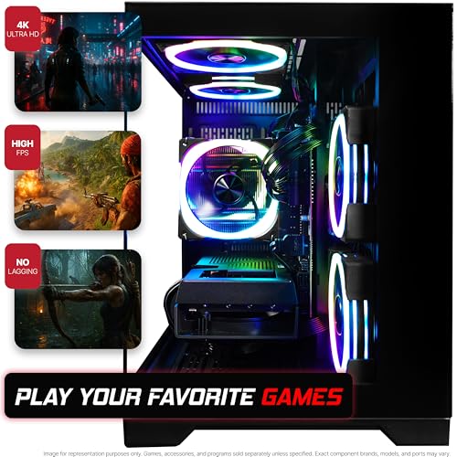 Image of SAAV Drex Prebuilt Gaming PC Bundle Desktop Tower Intel Core i7-12700KF GeForce RTX 5060 8GB GDDR6 Curved 24in Monitor 16GB DDR4 512GB NVMe SSD WiFi 6 Windows 11 Black RGB Computer PC Gaming