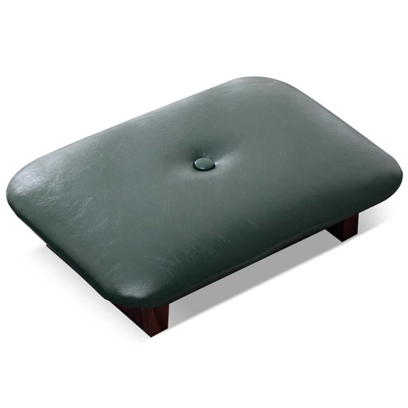 Footrest Stool, Oil-waxed Leather Foot Step, Wooden Footstool