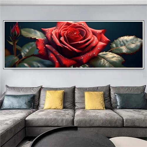 Peinture diamant adulte les roses géante 90x270cm pour décoration murale