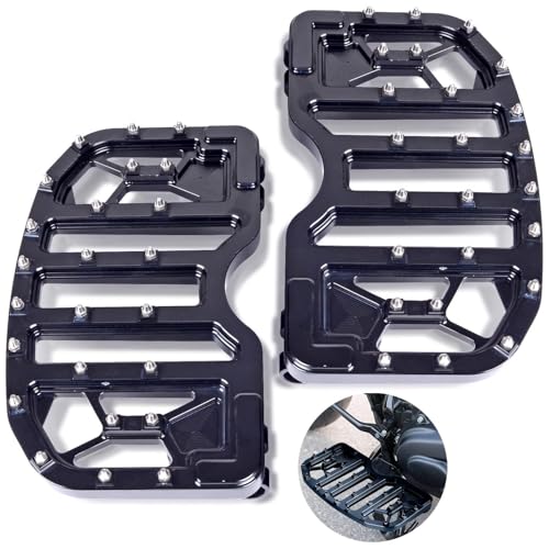 Sresk For Harley Floorboards, MX Offroad Front Driver Bagger Floorboards Wide Foot Pegs Foot Rest For Harley Touring Road King Road Glide Street Glide 1986-2023 Softail Fatboy Dyna FLD 12-16 (Black)