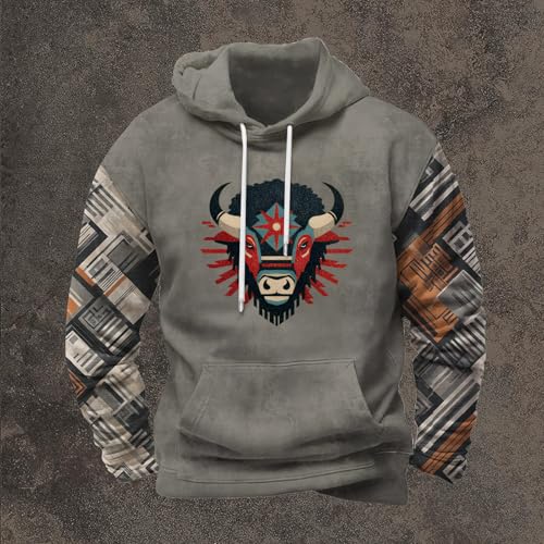 Mens Western Aztec Print Hoodie Fashion Fall Long Sleeve Hooded Tops Vintage Tribal Graphic Pullover With Pockets4