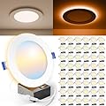 Sunco 48 Pack 6 Inch Ultra Thin LED Recessed Ceiling Lights with Night Light, 1500 LM, Selectable CCT 2700K/3000K/4000K/5000K/6000K, Dimmable, 15W, Canless with Junction Box