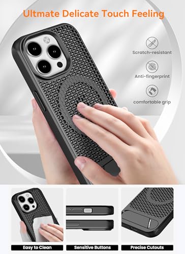Image of amazon basics Vanguard Laser Cut mesh case Compatible with iPhone 15 Pro | Supports Magnetic and Wireless Charging - Black