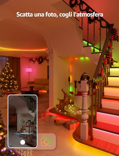 Lepro S1 AI Striscia LED 10M,Smart Striscia LED Interno Funziona con Alexa/Google Assistant,Wi-Fi e Bluetooth Strisce LED,Sincronizzazione Musicale per TV,Progettista Illuminazione AI Personalizzato - Immagine 1