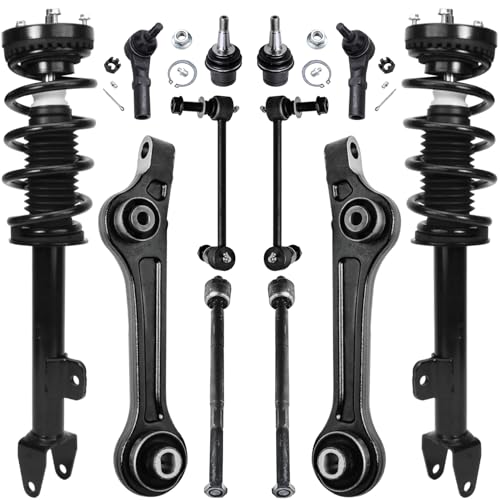 Image of Detroit Axle - Front Struts Suspension Kit for Dodge Challenger Charge 2 Struts Coil Spring 2 Lower Rearward Control Arms 2 Ball Joints 2 Sway Bars 4 Inner Outer Tie Rods Replacement