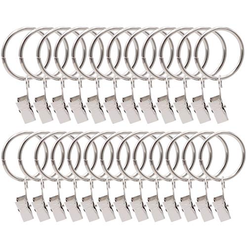 Jeemiter 25 Pcs Curtain Rings with Clips, Strong Drapery Clips Hooks on Tension Rod Bracket, 1.3 Inch Interior Diameter Metal Eyelets Decorative Drapes Window Hangers Silver Jeemiter 25 Pcs Curtain Rings with Clips, Strong Drapery Clips Hooks on Tension Rod Bracket, 1.3 Inch Interior Diameter Metal Eyelets Decorative Drapes Window Hangers Silver