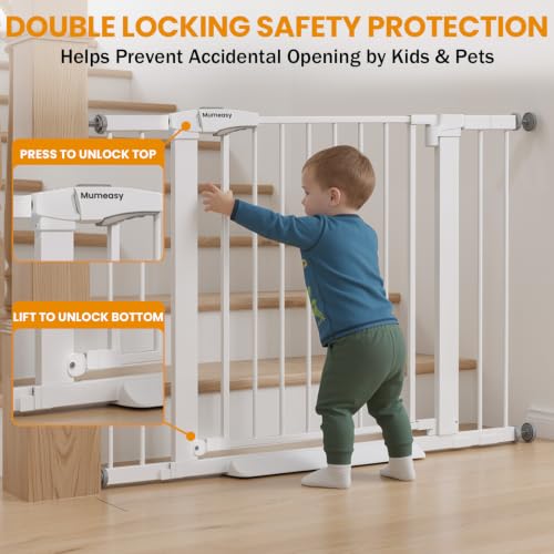 Image of Mumeasy 29.7-43 inch Baby Gate for Stairs & Doorways, Pressure Mounted Dog Gate