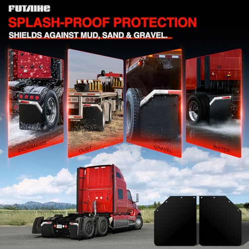 Image of Mud Flaps for Semi Trucks American Flag Polymer Tractor Trailer Heavy Duty Rubber Mudflaps Oversized Splash Guard, 24 x 30Inch, 2PCS
