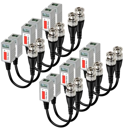 Image of XIKKART Video Balun Ahd Cvi Tvi Coax To Utp Cat6 Connector Hd 720P 1080P Cctv Bnc (Pack-4),Multicolor