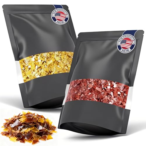 EYAEYAO 8 oz Shellac Flakes Dewaxed Blonde Shellac | Wood Finish Value Pack: 4 oz Yellow & 4 oz Purple(Total 8 oz) | All-Natural Non-Toxic Eco-Friendly Furniture Finish