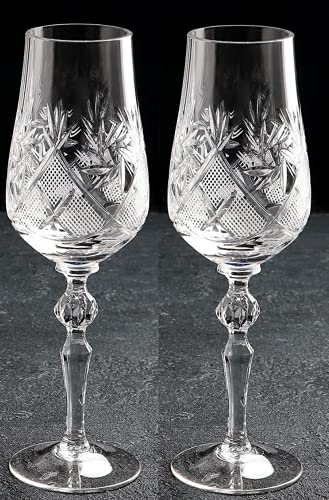 Hand Made Vintage Crystal Champagne Flute Glasses, Wedding Toasting Flutes, Set Of 2 #TOP2