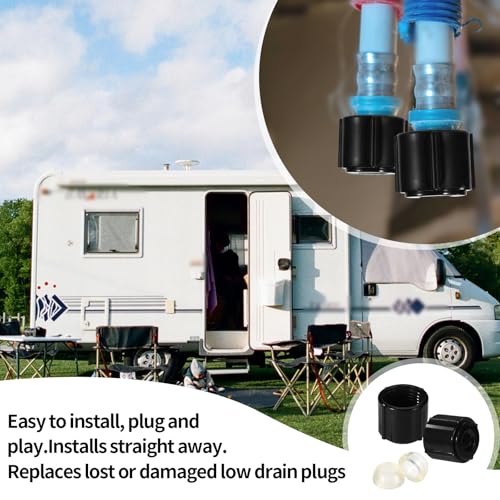 Image of 2 Sets Low Point Drain Seals and Caps for 1 /2 Inch Hot & Cold Water Lines, Low Point Drain Plugs Valve Seals Ring for RV Camper Travel Trailer