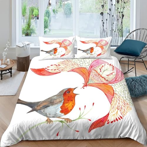 Linge de lit 3 pièces microfibre douce 3D oiseau Robin - 4