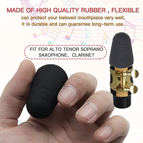 Cheerock 2pcs Saxophone Mouthpiece Protector, Rubber Clarinet Mouthpiece Cap, Protecting Alto Saxophone Tenor Sax Bass Clarinet Reeds
