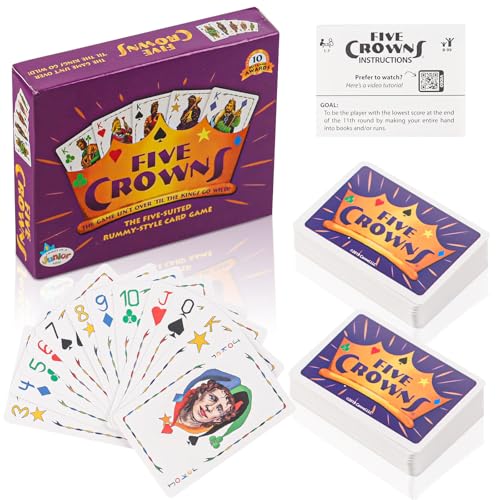 TIVUNORON Jeu de Cartes Cinq Couronnes - Jeu Familial Classique pour 1 à 7 Joueurs, Jeux de Cartes Essentiels pour Jeunes, Cartes de Poker pour Fêtes et Soirées Conviviales (Version Anglaise)