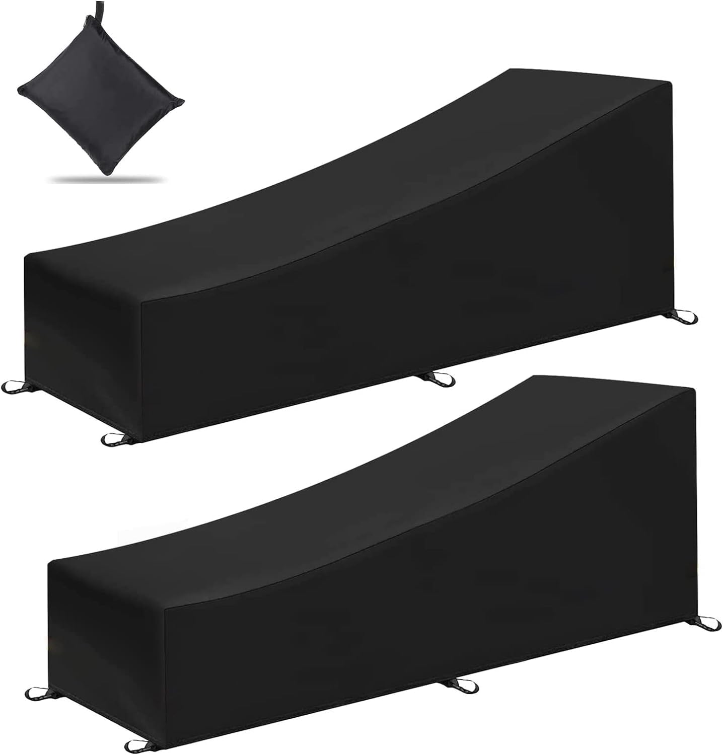 Housse de Chaise Longue de Jardin, 2PCS Housse de Chaise Longue Exterieur Imperméable et Coupe-Vent en Tissu Oxford 210D pour Patio extérieur (200 x 75 x 40/70CM)