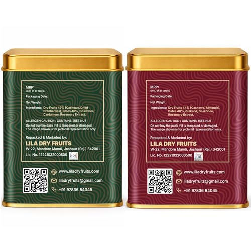 Image of LILA DRY FRUITS Dry Fruit Bites Combo 200 g x 2 Rose Cashew & Elaichi Cashew Dry Fruits Barfi | Soft Dates Dry Fruit Sweet Snack | Dates Mithai Snack for Tea Time Perfect for Gifting
