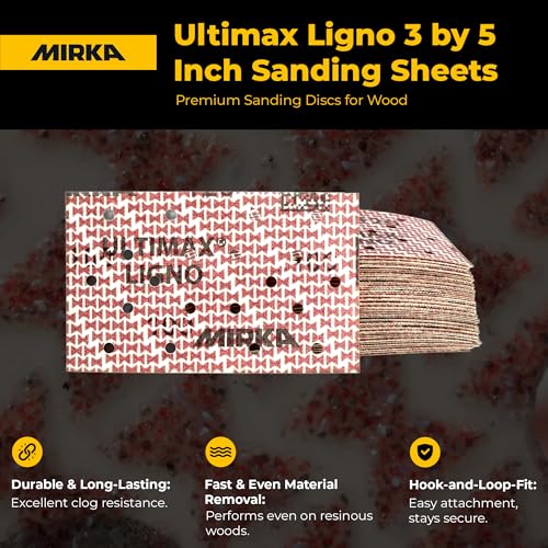 Image of Mirka Abrasive Sheets Ultimax Ligno 3 x 5 Grip Multifit 50 Pack