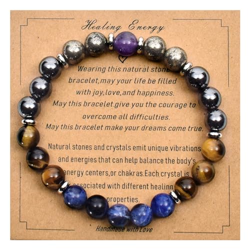 Ayriwoyi Men's Bracelet Healing Bracelet for Men Blue Stone Tiger ...