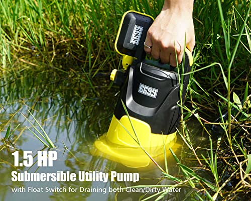 6699 1.5Hp Handy Utility Pump Submersible Water Pump 4500Gph High Flow To Remove Clean/Dirty Water For Swimming Pool Pond Hot Tub Flooded House Rain Barrel With Float Switch Sub 4500 thumb #1