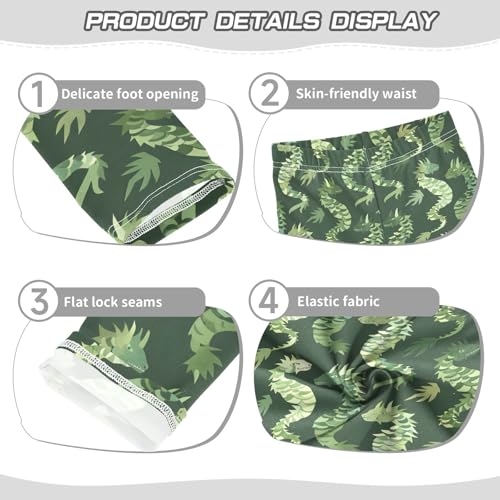 Cartoon Dragon Green Girls Leggings Athletic Pants Tights Stretch Bottom3