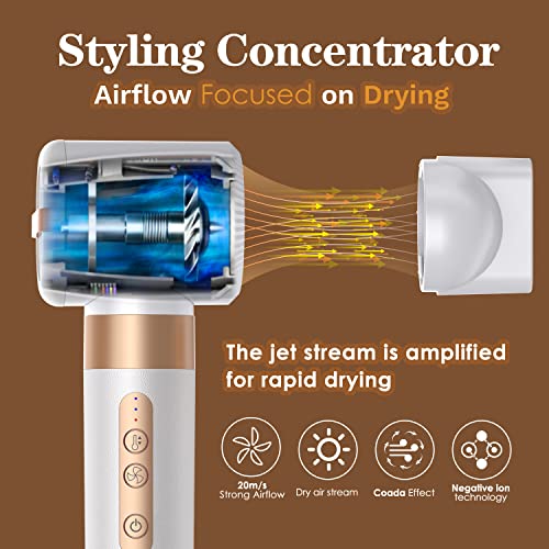 7 in 1 Hot Air Brush, ALSKIP Professional High Speed Hair Dryer Brush 110,000 RPM Blow Dryer Brush Detachable Design Styling Tools with 3 Temp and 3 Speed for Straightening, Curling and Drying (White) 7 in 1 Hot Air Brush, ALSKIP Professional High Speed Hair Dryer Brush 110,000 RPM Blow Dryer Brush Detachable Design Styling Tools with 3 Temp and 3 Speed for Straightening, Curling and Drying (White)