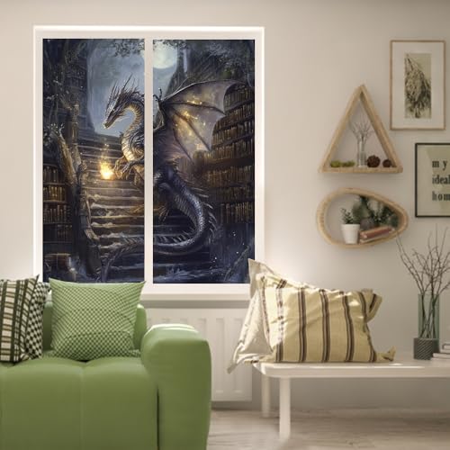 Vinilo para ventana Abstract Vintage Dragon 2 paneles 17.7x23.6 in miniatura 6