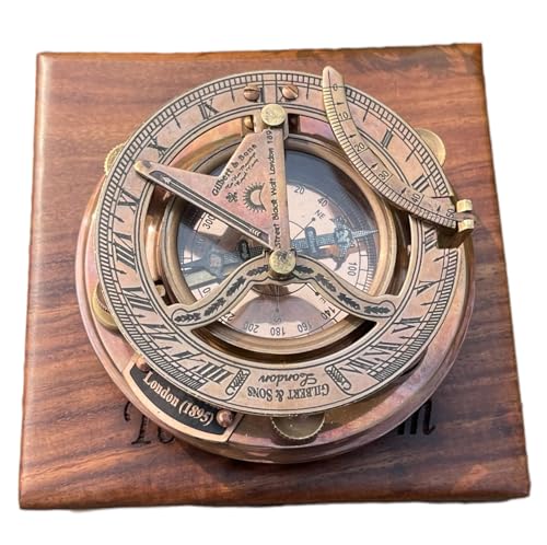 WOANIN Kompass mit Sonnenuhr aus Messing, personalisiertes Geschenk für Herren, schöne handgefertigte Sonnenuhr