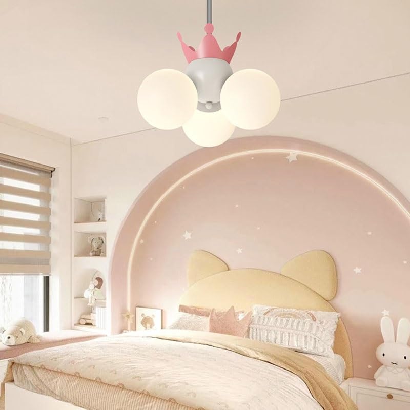 Lustre couronne LED design nordique en acrylique rouge