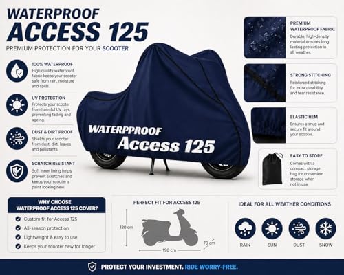 Image of Gtutupet Motorcycle Cover Waterproof Outdoor - XXL Scooter Cover (Blue-Access 125)