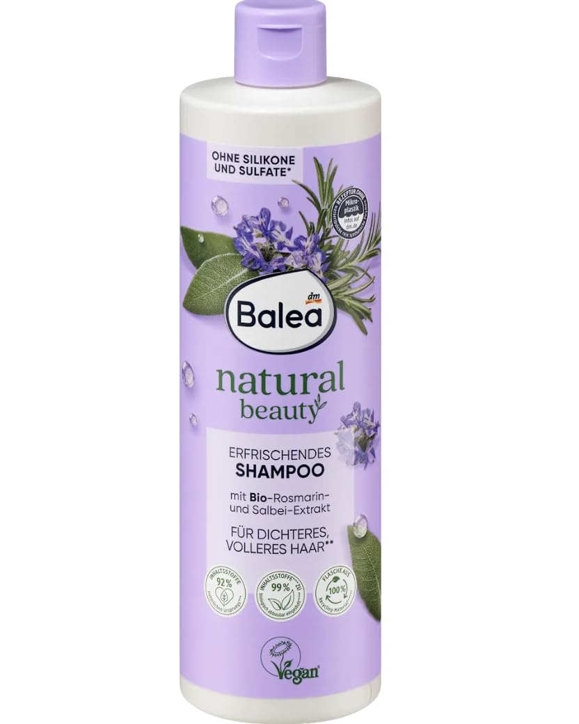 Balea Natural Beauty Refreshing Herbal Shampoo 400 ml + Scalp Tonic Natural Beauty 150 ml + Scalp Massage Brush Set of 2 - Image 2