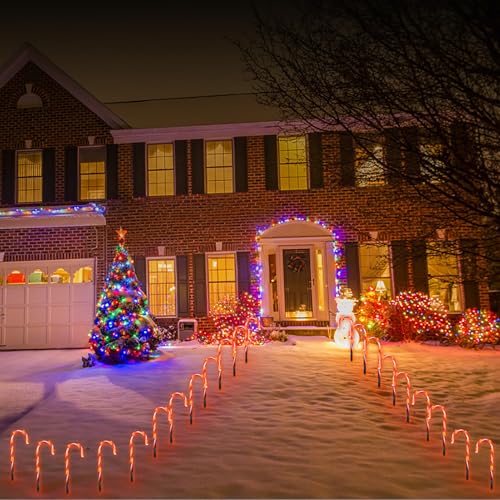 MULTI-SPARKING Christmas Candy Cane Lights - 12 inch Set of